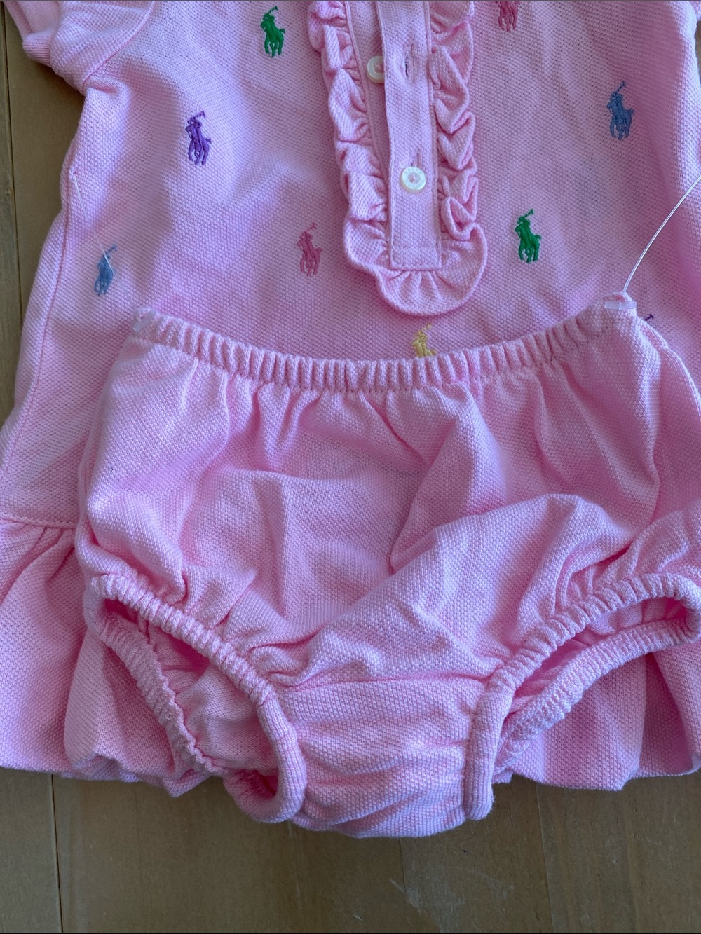 Ralph Lauren Cotton All Over Pony Dress With Bloomers Size 3M Baby Girl Pink - Picture 6 of 6